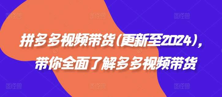 拼多多视频带货(更新至2024)，带你全面了解多多视频带货-问小徐资源库