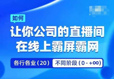 企业矩阵直播霸屏实操课，让你公司的直播间在线上霸屏霸网-问小徐资源库