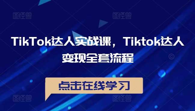 TikTok达人实战课，Tiktok达人变现全套流程-问小徐资源库