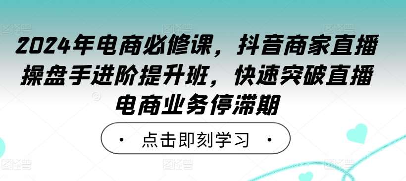 2024年电商必修课，抖音商家直播操盘手进阶提升班，快速突破直播电商业务停滞期-问小徐资源库