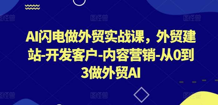 AI闪电做外贸实战课，​外贸建站-开发客户-内容营销-从0到3做外贸AI（更新）-问小徐资源库