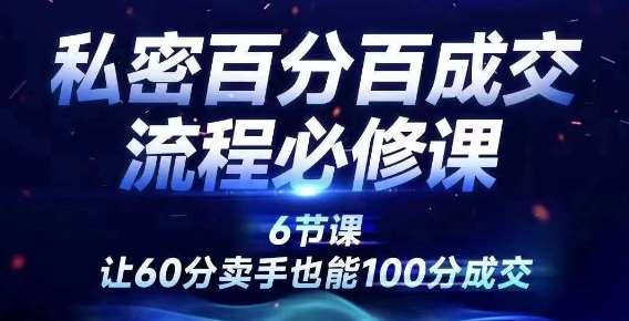 私密百分百成交流程线上训练营，绝对成交，让60分卖手也能100分成交-问小徐资源库