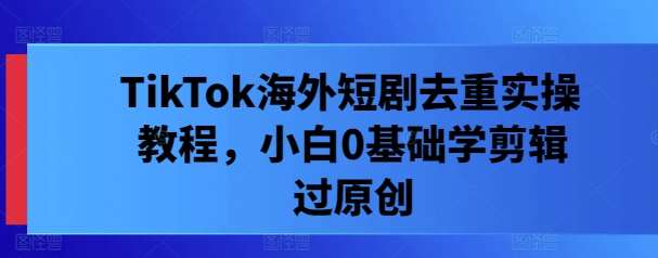 TikTok海外短剧去重实操教程，小白0基础学剪辑过原创-问小徐资源库