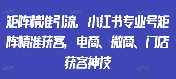 矩阵精准引流，小红书专业号矩阵精准获客，电商、微商、门店获客神技-问小徐资源库