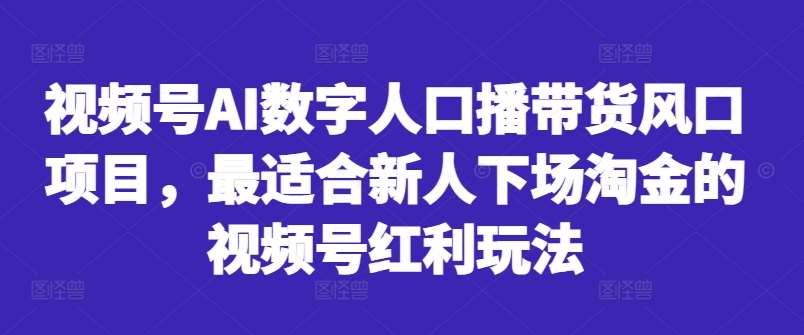 视频号AI数字人口播带货风口项目，最适合新人下场淘金的视频号红利玩法-问小徐资源库