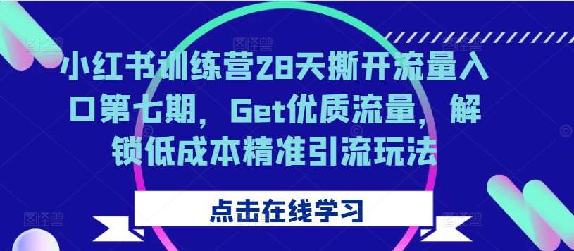小红书训练营28天撕开流量入口第七期，Get优质流量，解锁低成本精准引流玩法-问小徐资源库