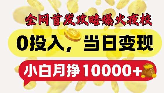 全网首发爆火夜校，0投入，当日变现，小白轻松月入1w+【揭秘】-问小徐资源库