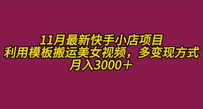 11月K总部落快手小店情趣男粉项目，利用模板搬运美女视频，多变现方式月入3000+-问小徐资源库