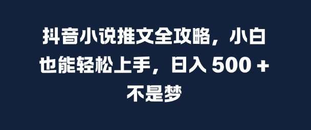 抖音小说推文全攻略，小白也能轻松上手，日入 5张+ 不是梦【揭秘】-问小徐资源库