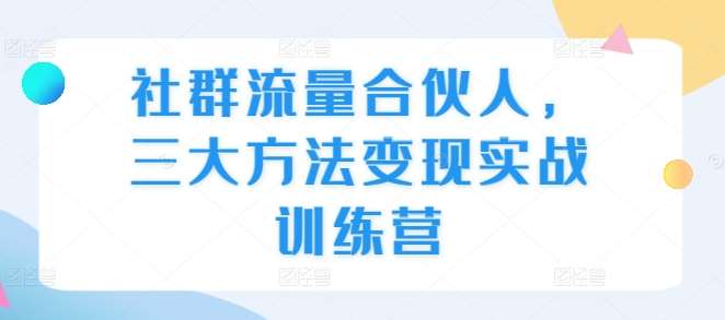 社群流量合伙人，三大方法变现实战训练营-问小徐资源库