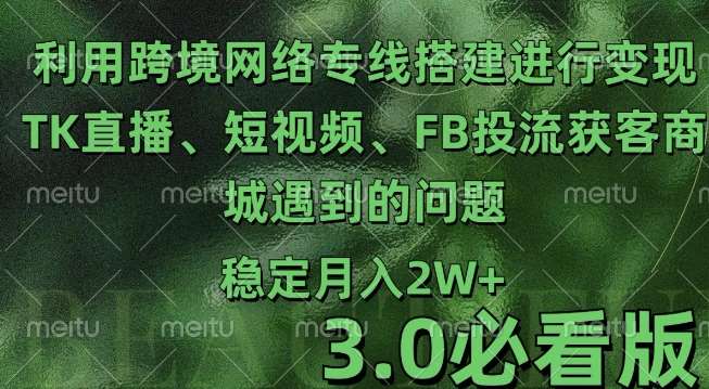 利用跨境电商网络及搭建TK直播、短视频、FB投流获客以及商城遇到的问题进行变现3.0必看版【揭秘】-问小徐资源库