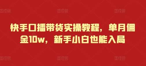 快手口播带货实操教程，单月佣金10w，新手小白也能入局-问小徐资源库