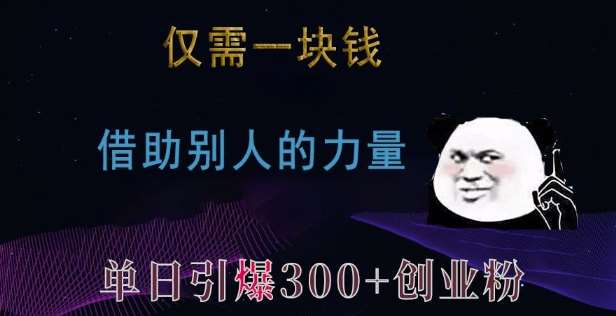 仅需一块钱，借助别人的力量，单日引爆300+创业粉、兼职粉【揭秘】-问小徐资源库