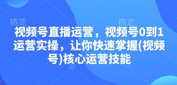 视频号直播运营，视频号0到1运营实操，让你快速掌握(视频号)核心运营技能-问小徐资源库