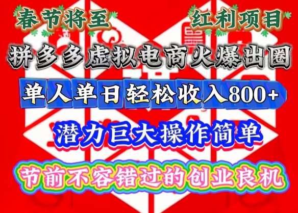 春节将至，拼多多虚拟电商火爆出圈，潜力巨大操作简单，单人单日轻松收入多张【揭秘】-问小徐资源库