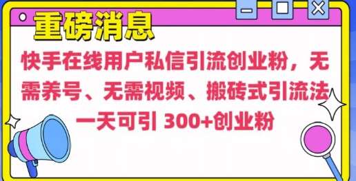 快手最新引流创业粉方法，无需养号、无需视频、搬砖式引流法【揭秘】-问小徐资源库