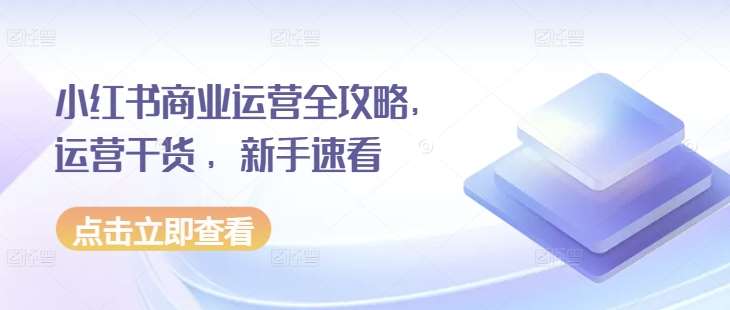 小红书商业运营全攻略，运营干货 ，新手速看-问小徐资源库