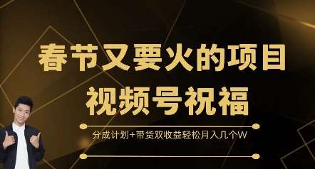 春节又要火的项目视频号祝福，分成计划+带货双收益，轻松月入几个W【揭秘】-问小徐资源库