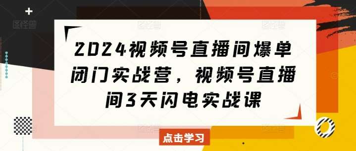 2024视频号直播间爆单闭门实战营，视频号直播间3天闪电实战课-问小徐资源库