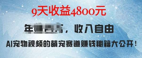 萌宠赛道赚钱秘籍：AI宠物兔视频详细拆解，9天收益4.8k-问小徐资源库