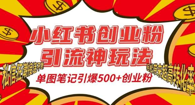 小红书创业粉引流神玩法，单图笔记引爆500+精准创业粉丝，私信狂潮接连不断-问小徐资源库