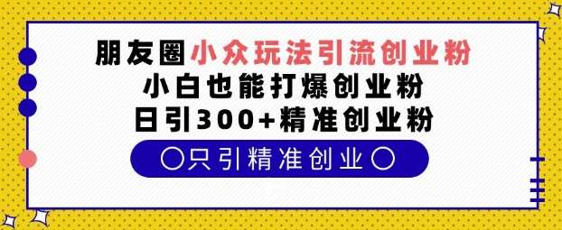 朋友圈小众玩法引流创业粉，小白也能打爆创业粉，日引300+精准创业粉【揭秘】-问小徐资源库