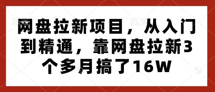 网盘拉新项目，从入门到精通，靠网盘拉新3个多月搞了16W-问小徐资源库