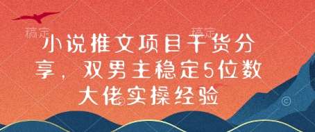 小说推文项目干货分享，双男主稳定5位数大佬实操经验-问小徐资源库