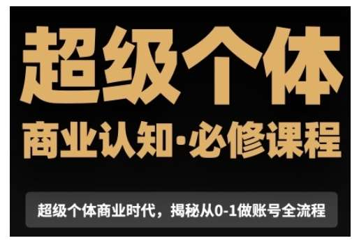 超级个体商业认知觉醒视频课，商业认知·必修课程揭秘从0-1账号全流程-问小徐资源库