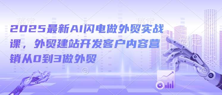 2025最新AI闪电做外贸实战课，外贸建站开发客户内容营销从0到3做外贸-问小徐资源库