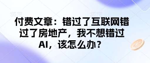 付费文章：错过了互联网错过了房地产，我不想错过AI，该怎么办？-问小徐资源库