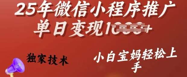 25年微信小程序推广单日变现多张，独家技术，小白宝妈轻松上手【揭秘】-问小徐资源库