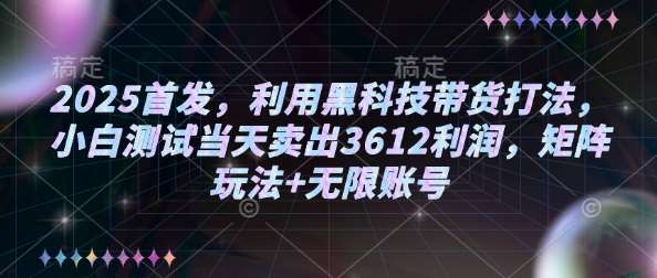 2025首发，利用黑科技带货打法，小白测试当天卖出3612利润，矩阵玩法+无限账号【揭秘】-问小徐资源库