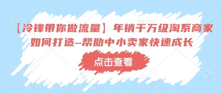 【冷锋带你做流量】年销千万级淘系商家如何打造–帮助中小卖家快速成长-问小徐资源库