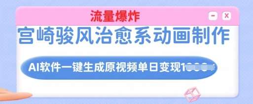 宫崎骏风治愈系动画制作，AI软件一键生成原创视频流量爆炸，单日变现多张，详细实操流程-问小徐资源库