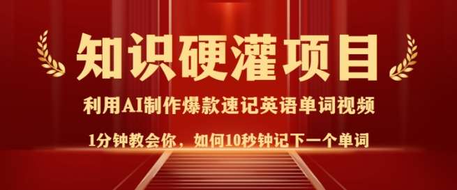 知识硬灌，10秒钟让你记住一个单词，3分钟一个视频，日入多张不是梦-问小徐资源库