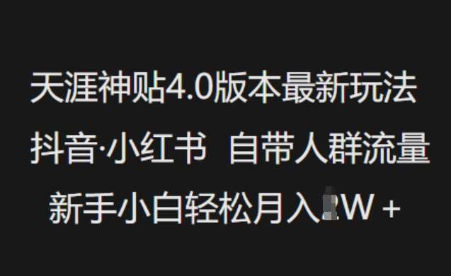 天涯神贴4.0版本最新玩法，抖音·小红书自带人群流量，新手小白轻松月入过W-问小徐资源库