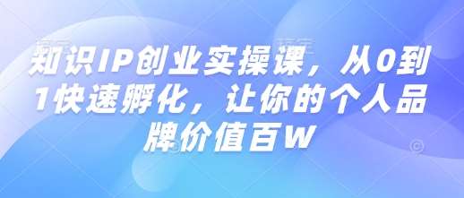 知识IP创业实操课，从0到1快速孵化，让你的个人品牌价值百W-问小徐资源库