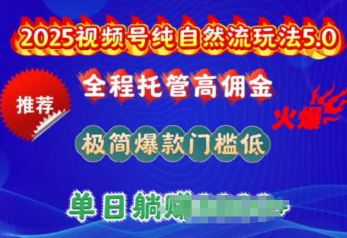 2025视频号纯自然流玩法5.0，全程托管高佣金，极简爆款门槛低，单日收益多张【揭秘】-问小徐资源库