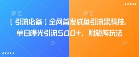 【引流必备】全网首发咸鱼引流黑科技，单日曝光引流500+，附矩阵玩法【揭秘】-问小徐资源库
