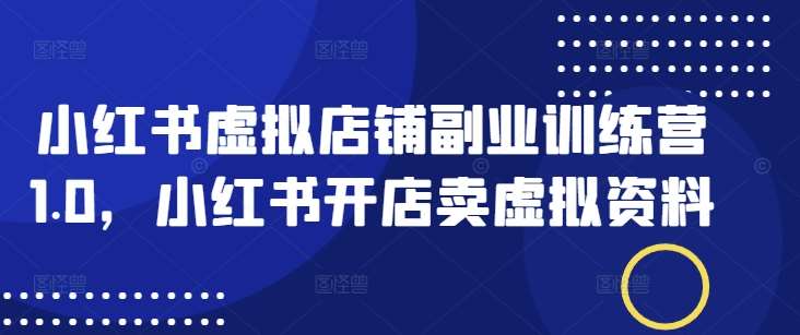 小红书虚拟店铺副业训练营1.0，小红书开店卖虚拟资料-问小徐资源库