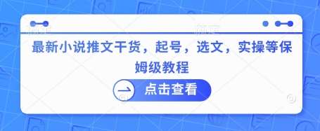 最新小说推文干货，起号，选文，实操等保姆级教程-问小徐资源库
