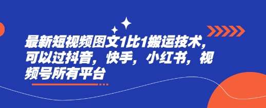 最新短视频图文1比1搬运技术，可以过抖音，快手，小红书，视频号所有平台-问小徐资源库