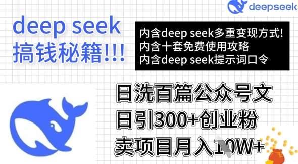 用DeepSeek日洗百篇公众号文章，轻松日引300+创业粉，卖项目月入1w+-问小徐资源库