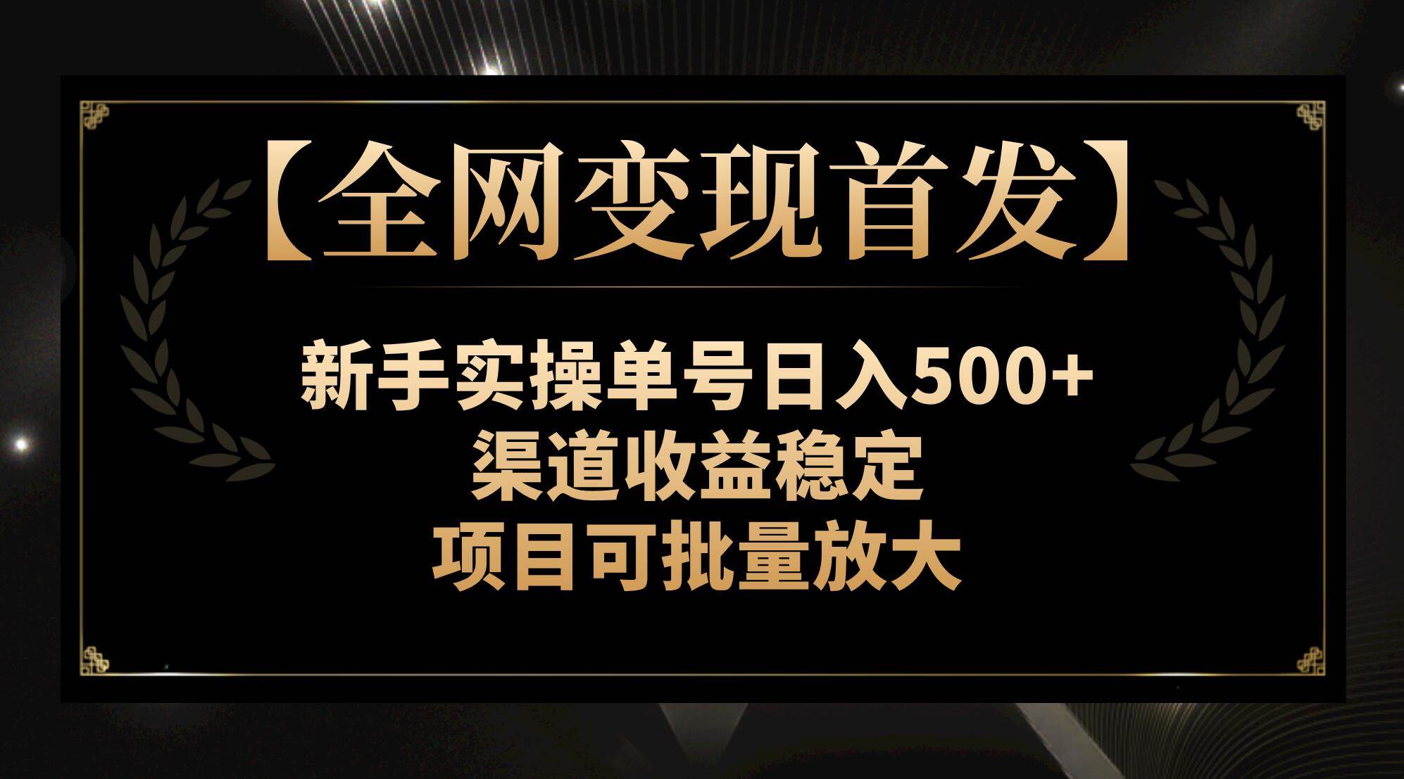 （7883期）【全网变现首发】新手实操单号日入500+，渠道收益稳定，项目可批量放大-问小徐资源库