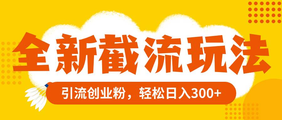 （8025期）全新截流玩法，精准引流创业粉，轻松日入300+-问小徐资源库