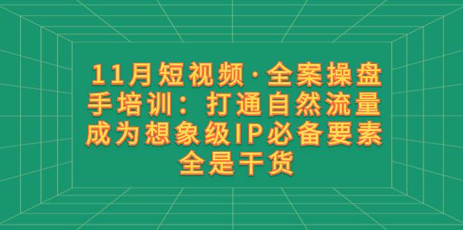 （8182期）11月短视频·全案操盘手培训：打通自然流量 成为想象级IP必备要素 全是干货-问小徐资源库