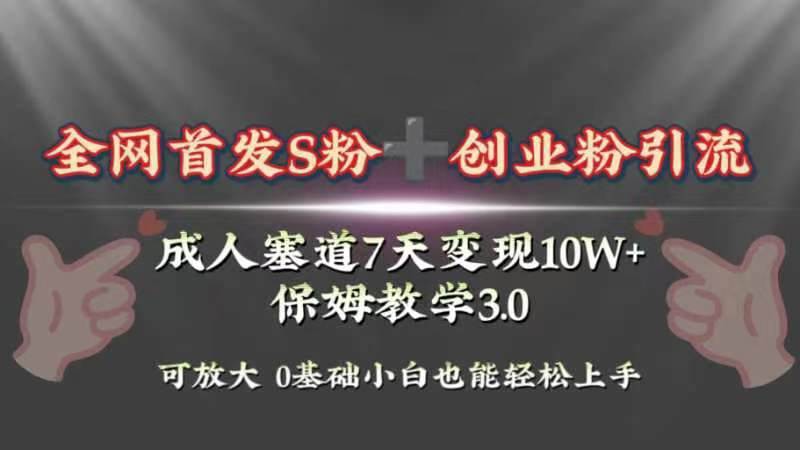 （8337期）全网首发s粉加创业粉引流变现，成人用品赛道7天变现10w+保姆教学3.0-问小徐资源库