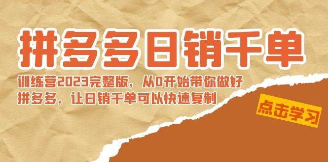 （8921期）拼多多日销千单训练营2023完整版，从0开始带你做好拼多多，让日销千单可...-问小徐资源库