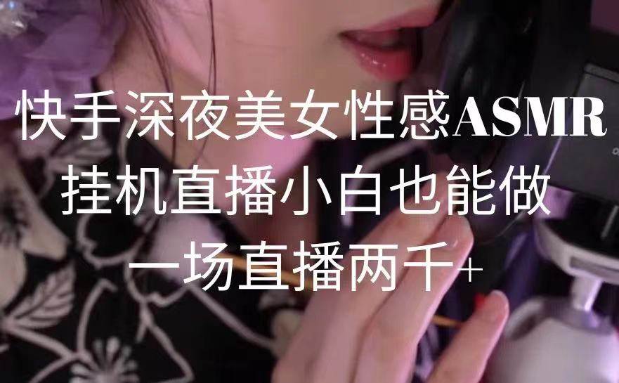（9243期）快手深夜美女性感ASMR挂机直播，小白也能做，一场直播两千+-问小徐资源库